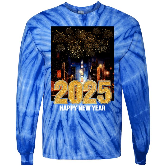 Happy New Year 2025 New York City Fireworks New Years Eve Meaningful Gift Tie-Dye Long Sleeve Shirt