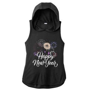 Happy New Year 2025 Fireworks New YearS Eve Party Countdown Ladies PosiCharge Tri-Blend Wicking Draft Hoodie Tank