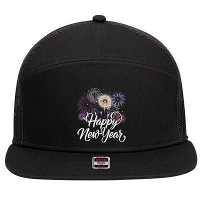 Happy New Year 2025 Fireworks New YearS Eve Party Countdown 7 Panel Mesh Trucker Snapback Hat