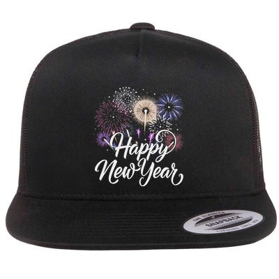 Happy New Year 2025 Fireworks New YearS Eve Party Countdown Flatbill Hat
