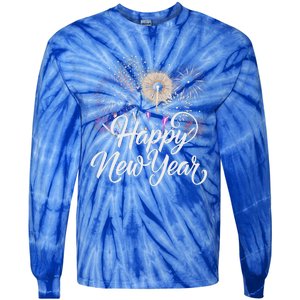 Happy New Year 2025 Fireworks New YearS Eve Party Countdown Tie-Dye Long Sleeve Shirt