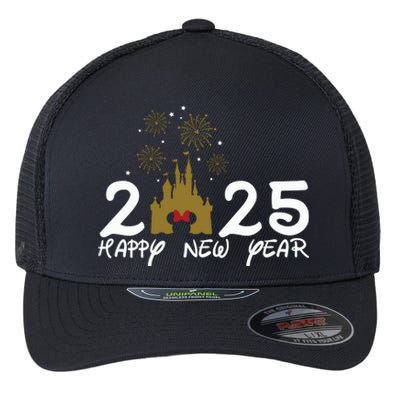 Happy New Year 2025 Magical Castle Holiday Flexfit Unipanel Trucker Cap