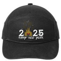 Happy New Year 2025 Magical Castle Holiday 7-Panel Snapback Hat