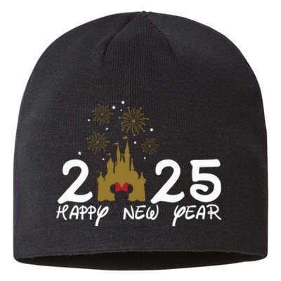 Happy New Year 2025 Magical Castle Holiday Sustainable Beanie