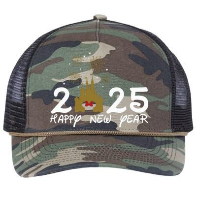 Happy New Year 2025 Magical Castle Holiday Retro Rope Trucker Hat Cap