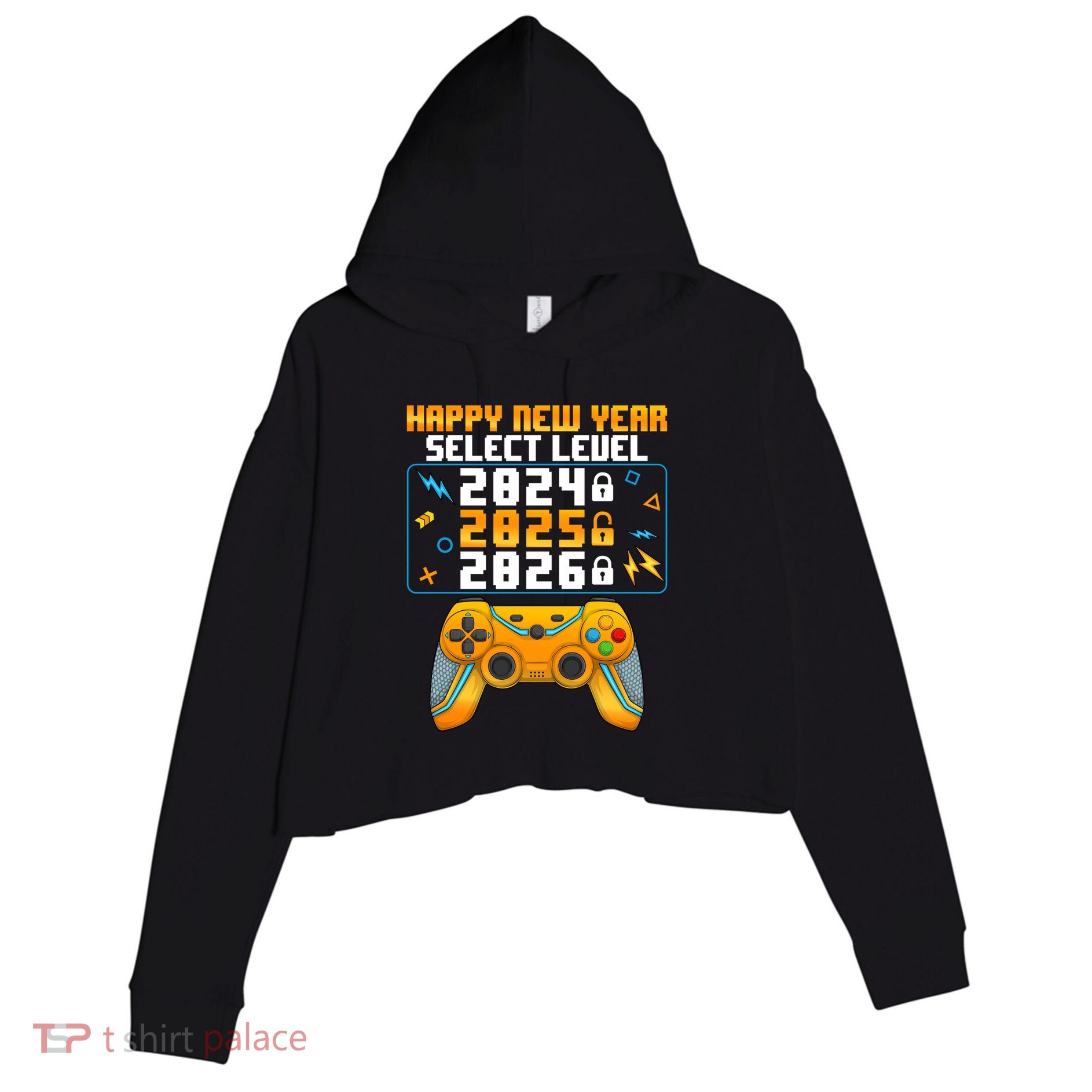 Happy New Year Select Level 2025 New Years Eve Party Great Gift Crop Fleece Hoodie
