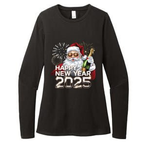 Happy New Year 2025 With Santa Fireworks Celebration Vibes Gift Womens CVC Long Sleeve Shirt