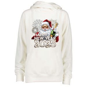 Happy New Year 2025 With Santa Fireworks Celebration Vibes Gift Womens Funnel Neck Pullover Hood