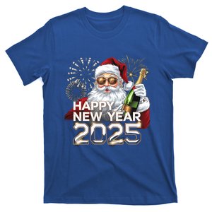 Happy New Year 2025 With Santa Fireworks Celebration Vibes Gift T-Shirt