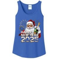 Happy New Year 2025 With Santa Fireworks Celebration Vibes Gift Ladies Essential Tank