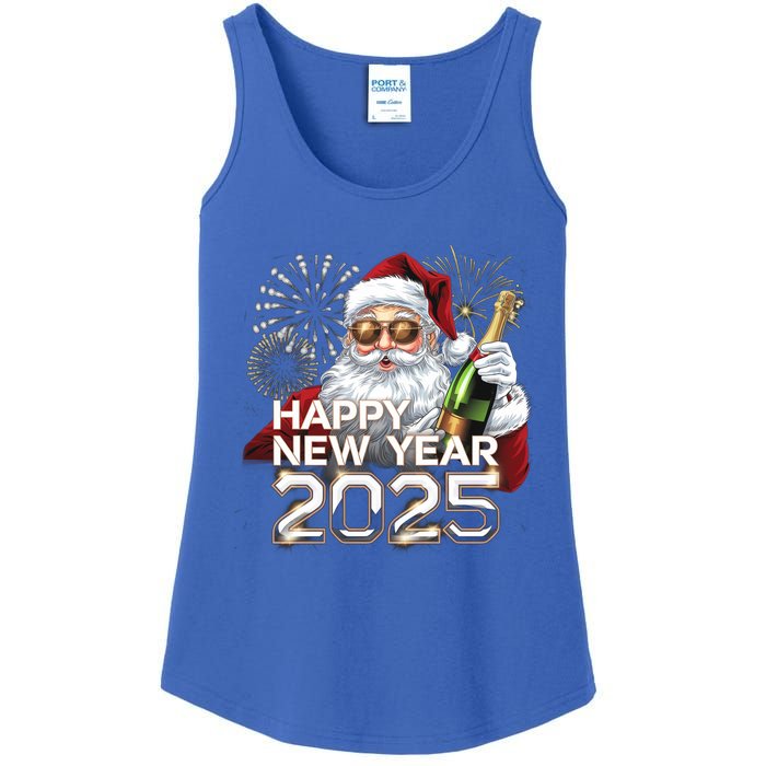 Happy New Year 2025 With Santa Fireworks Celebration Vibes Gift Ladies Essential Tank