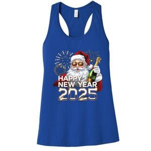 Happy New Year 2025 With Santa Fireworks Celebration Vibes Gift Women's Racerback Tank