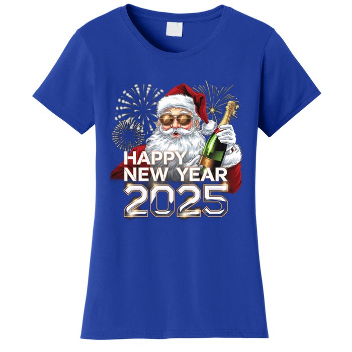 Happy New Year 2025 With Santa Fireworks Celebration Vibes Gift Women's T-Shirt