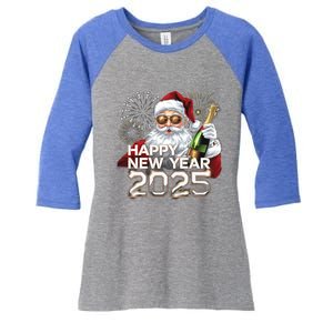 Happy New Year 2025 With Santa Fireworks Celebration Vibes Gift Women's Tri-Blend 3/4-Sleeve Raglan Shirt