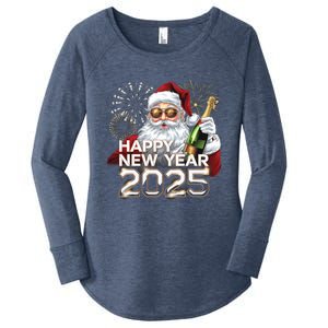 Happy New Year 2025 With Santa Fireworks Celebration Vibes Gift Women's Perfect Tri Tunic Long Sleeve Shirt