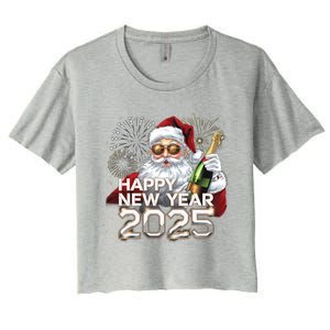 Happy New Year 2025 With Santa Fireworks Celebration Vibes Gift Women's Crop Top Tee