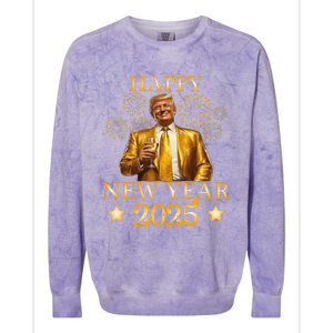 Happy New Year 2025 Funny Trump New Year New America Colorblast Crewneck Sweatshirt