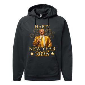 Happy New Year 2025 Funny Trump New Year New America Performance Fleece Hoodie