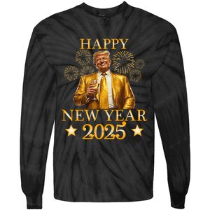 Happy New Year 2025 Funny Trump New Year New America Tie-Dye Long Sleeve Shirt