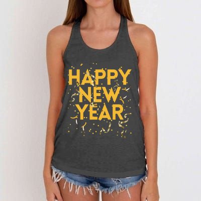 Happy New Year NYE Party Funny New Years Eve Confetti Women's Knotted Racerback Tank