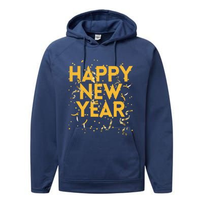 Happy New Year NYE Party Funny New Years Eve Confetti Performance Fleece Hoodie