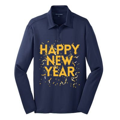 Happy New Year NYE Party Funny New Years Eve Confetti Silk Touch Performance Long Sleeve Polo