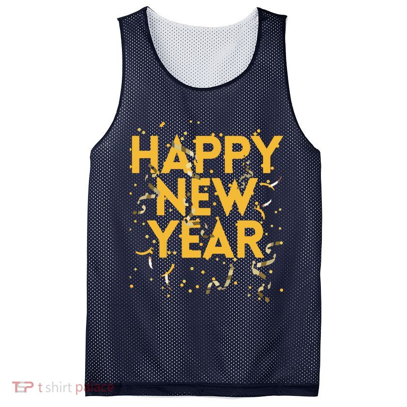 Happy New Year NYE Party Funny New Years Eve Confetti Mesh Reversible Basketball Jersey Tank