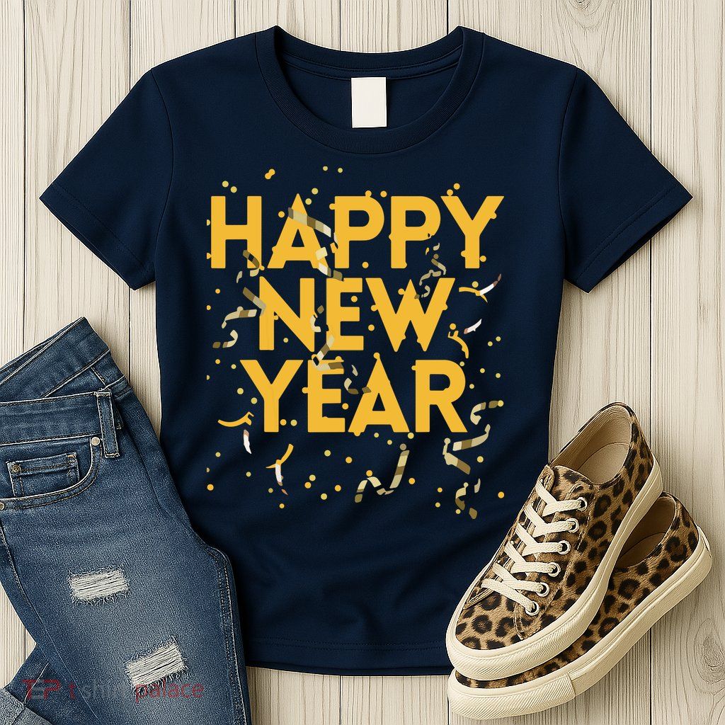 Happy New Year NYE Party Funny New Years Eve Confetti Womens T-Shirt