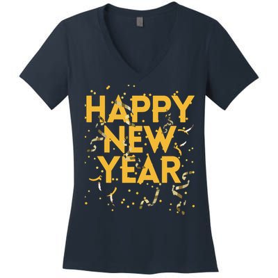 Happy New Year NYE Party Funny New Years Eve Confetti Women's V-Neck T-Shirt