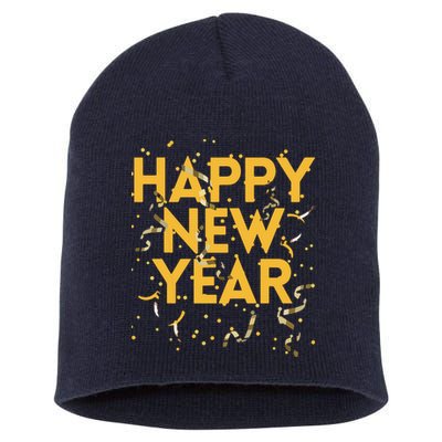 Happy New Year NYE Party Funny New Years Eve Confetti Short Acrylic Beanie