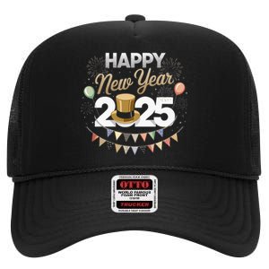 Happy New Year Party 2025 Ballon Family Matching High Crown Mesh Back Trucker Hat