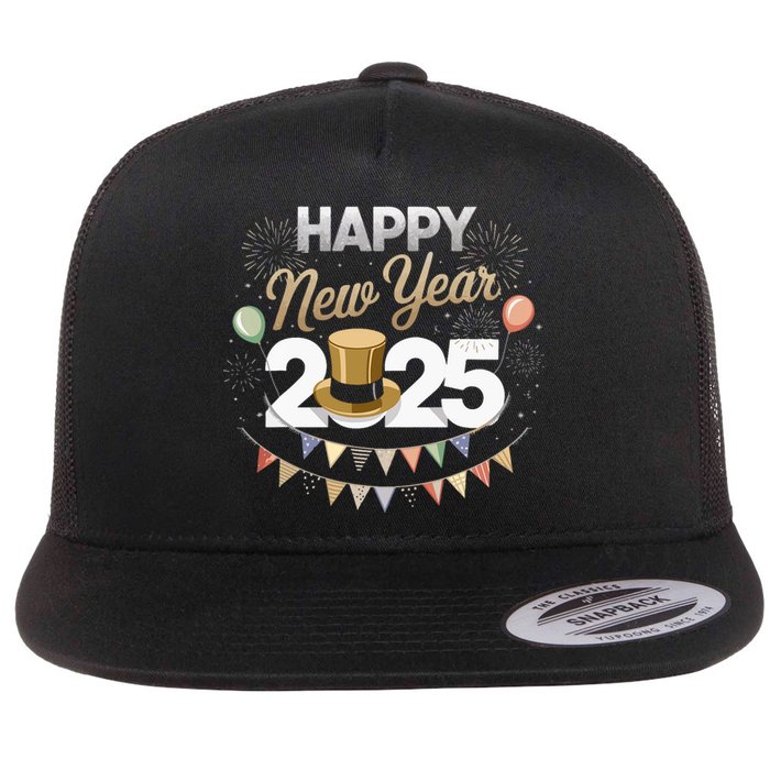 Happy New Year Party 2025 Ballon Family Matching Flat Bill Trucker Hat