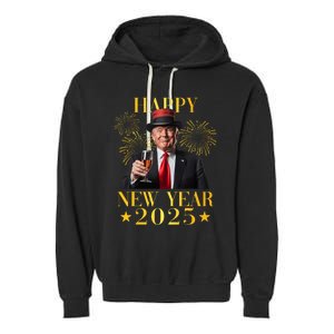 Happy New Year 2025 Funny Trump New Year New America Garment-Dyed Fleece Hoodie