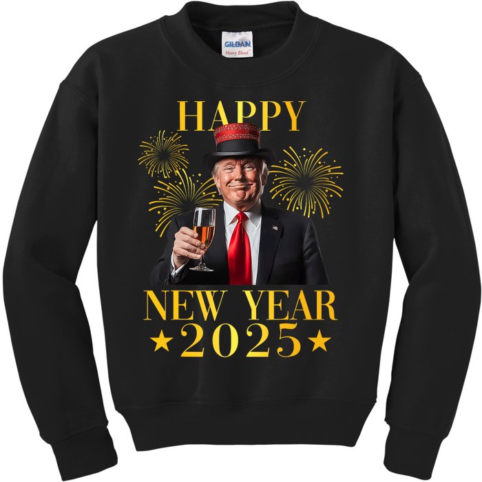 Happy New Year 2025 Funny Trump New Year New America Kids Sweatshirt