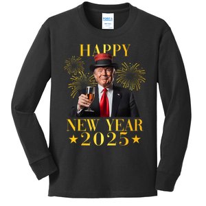 Happy New Year 2025 Funny Trump New Year New America Kids Long Sleeve Shirt