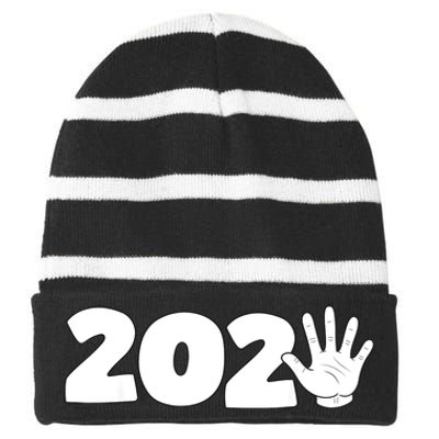 Happy New Year 2025 Family Party Countdown Nye Years Eve Gift Striped Beanie with Solid Band