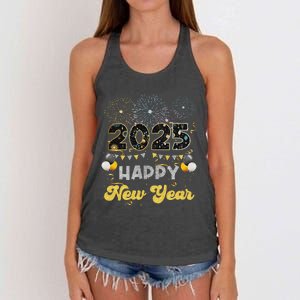 Happy New Year Party 2025 Ballon Family Matching Women's Knotted Racerback Tank