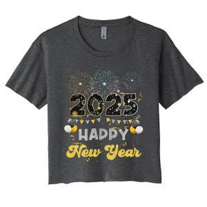 Happy New Year Party 2025 Ballon Family Matching Women's Crop Top Tee