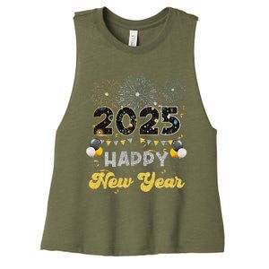 Happy New Year Party 2025 Ballon Family Matching Women's Racerback Cropped Tank