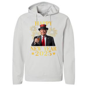 Happy New Year 2025 Funny Trump New Year New America Performance Fleece Hoodie