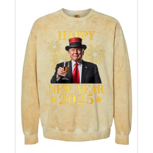 Happy New Year 2025 Funny Trump New Year New America Colorblast Crewneck Sweatshirt