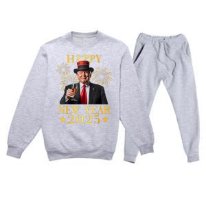 Happy New Year 2025 Funny Trump New Year New America Premium Crewneck Sweatsuit Set