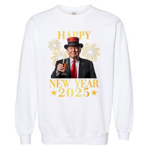 Happy New Year 2025 Funny Trump New Year New America Garment-Dyed Sweatshirt