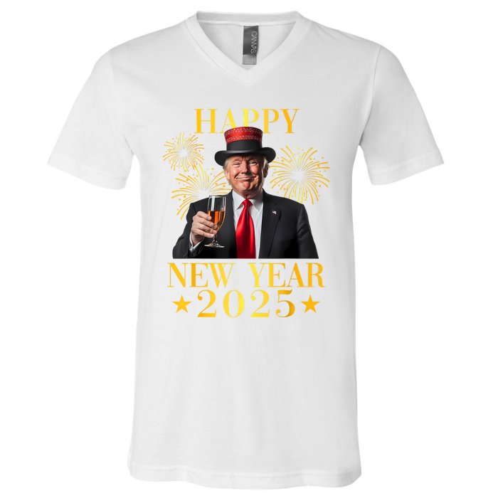 Happy New Year 2025 Funny Trump New Year New America V-Neck T-Shirt