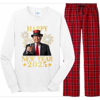 Happy New Year 2025 Funny Trump New Year New America Long Sleeve Pajama Set