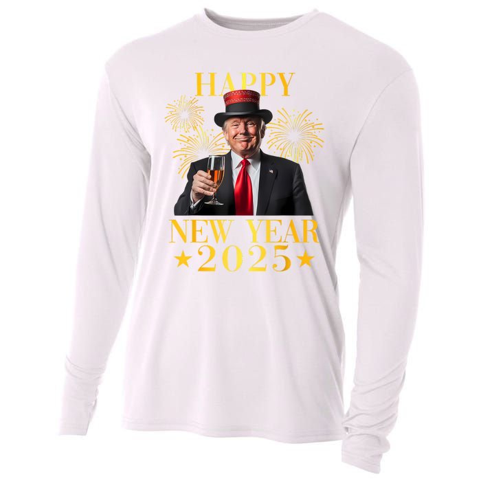 Happy New Year 2025 Funny Trump New Year New America Cooling Performance Long Sleeve Crew