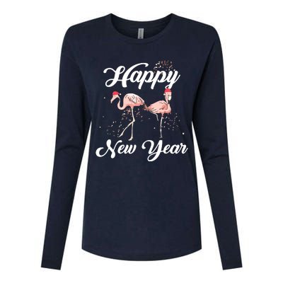 Happy New Year Outfit Gift For Flamingo Lover New Years Day Womens Cotton Relaxed Long Sleeve T-Shirt