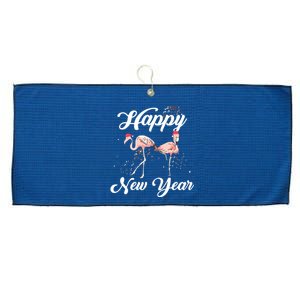 Happy New Year Outfit Gift For Flamingo Lover New Years Day Large Microfiber Waffle Golf Towel