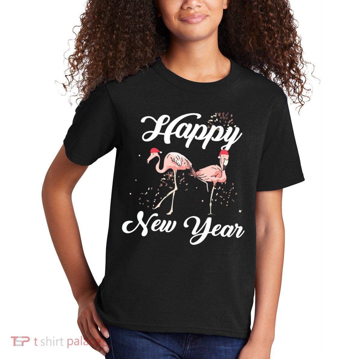 Happy New Year Outfit Gift For Flamingo Lover New Years Day Kids T-Shirt