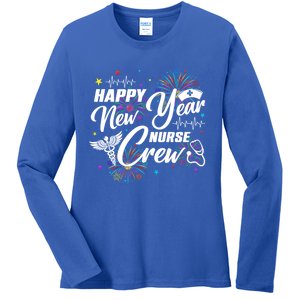 Happy New Year Nurse Crew Fireworks New Years Eve Party 2025 Gift Ladies Long Sleeve Shirt